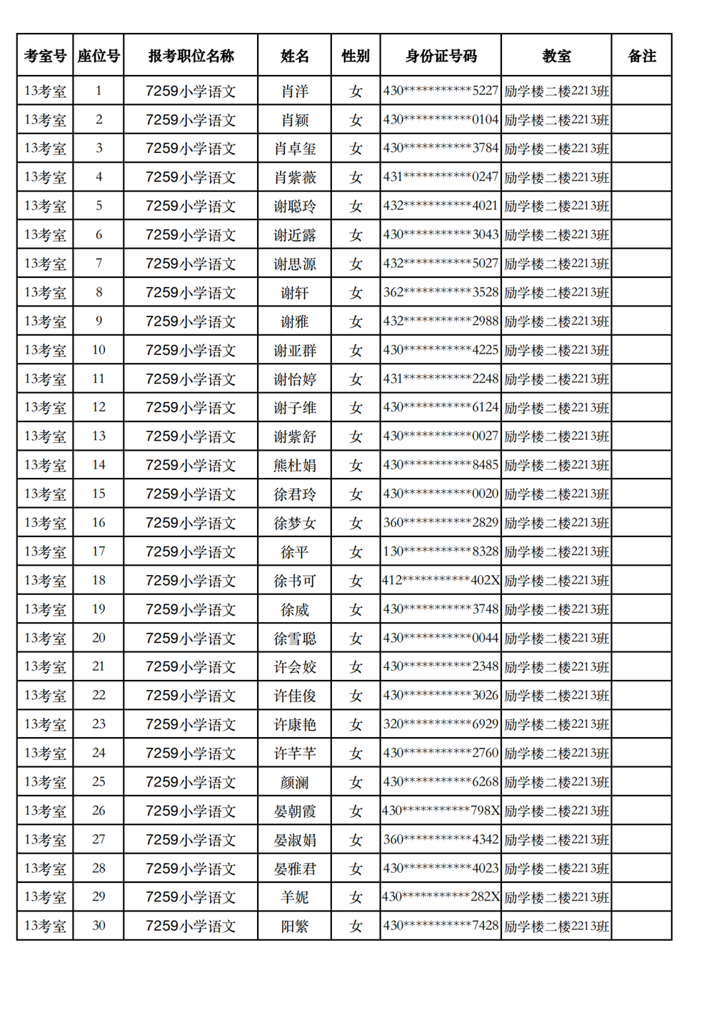 长沙市实验小学2023年引进高校毕业研究生笔试、选调骨干教师知识测验考场及座位号安排(图2)