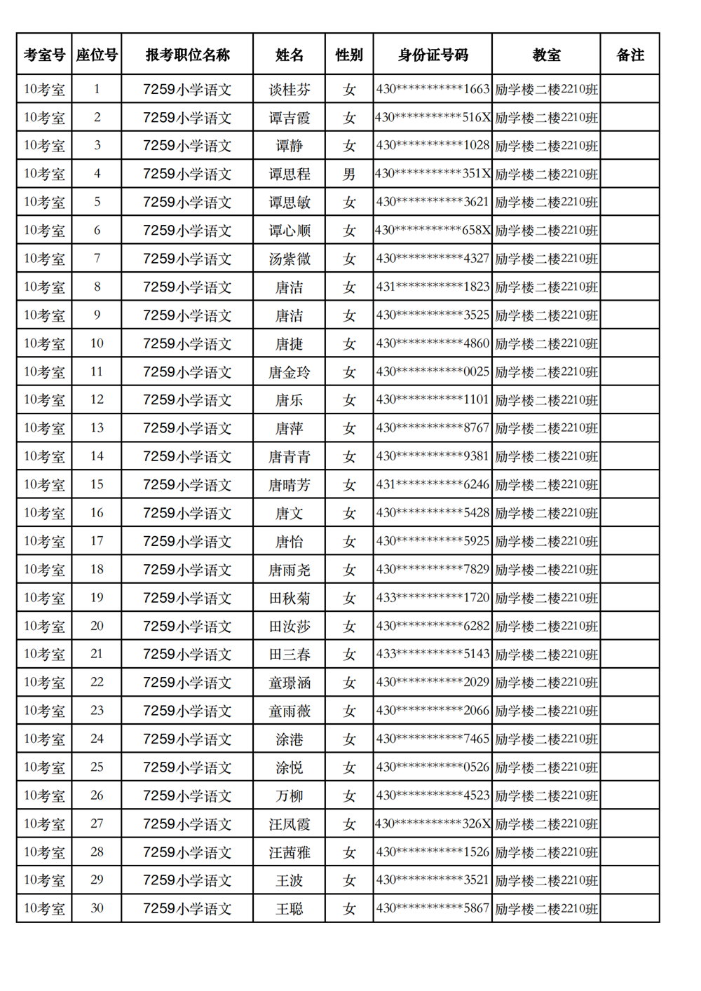 长沙市实验小学2023年引进高校毕业研究生笔试、选调骨干教师知识测验考场及座位号安排(图5)